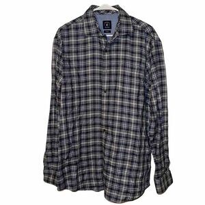 Johnnie-O Top Shelf Button Down Shirt Wake Blue‎ Plaid L/S Lightweight Men's L